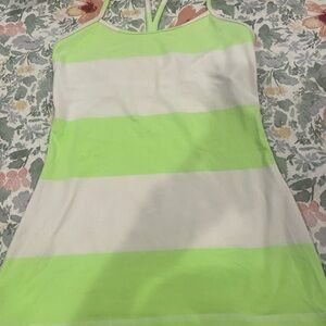 lululemon athletica Lime Green and White Tank Top